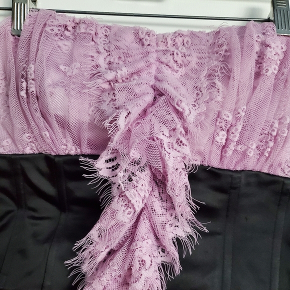 Bebe black lavender mesh strapless party dress - Picture 4 of 8